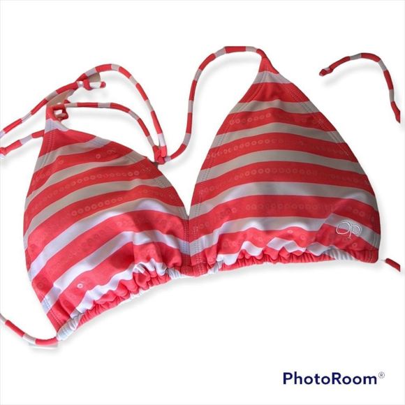 OCEAN PACIFIC Coral Stripes and Sequin Bikini Set - Picture 3 of 11